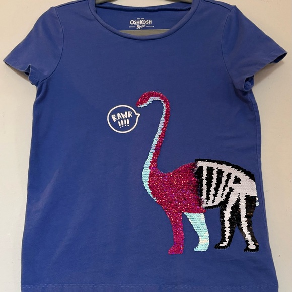 OshKosh B'gosh Other - OshKosh B'gosh Flip Sequin Dinosaur Short Sleeve Graphic T-shirt, Size Girl’s 10